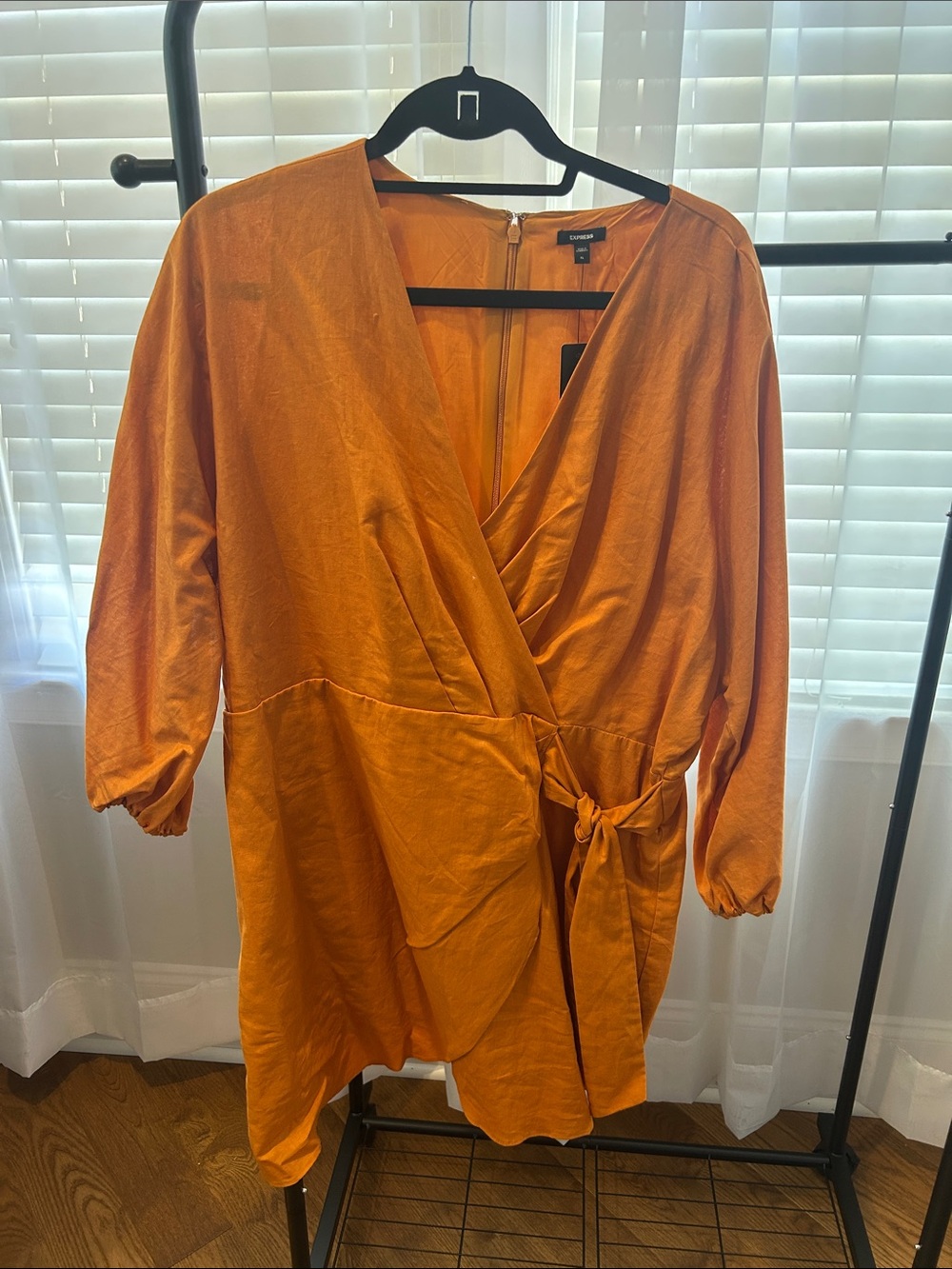 Express Orange Wrap Tunic with Side Tie